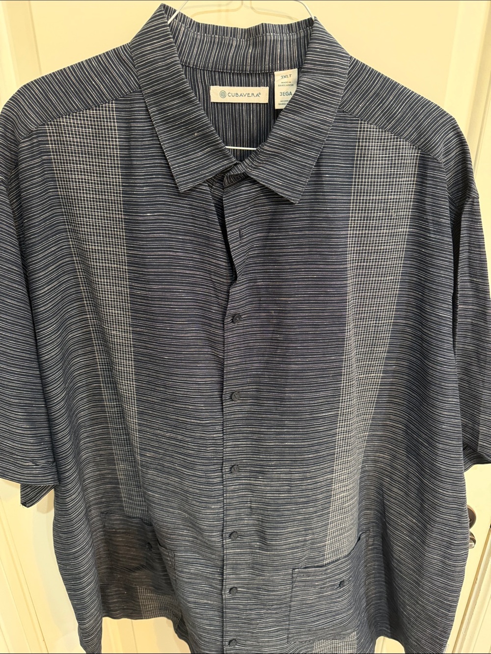Cubavera Blue Striped Short-Sleeve Button-Down Shirt